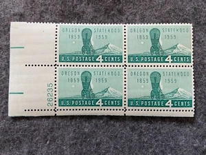 Lote de 4 estampillas postales de 4 centavos de Estados Unidos de Oregon Statehood 1859-1959 sin usar - Imagen 1 de 1