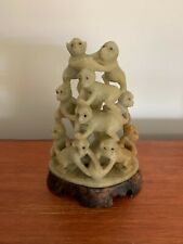 Vintage Soap Stone Hand Carved Monkey's Climbing Monkey Figural Ornament