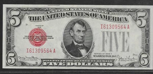 1928F $5 Red Seal Narrow with Back Plate #2015 CU - Picture 1 of 2
