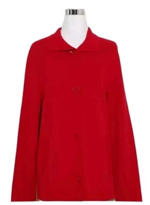 Talbots Women's Jacket Cardigan Knit Button Down Red Cotton Plus Size 1X 14-16 - Picture 1 of 6