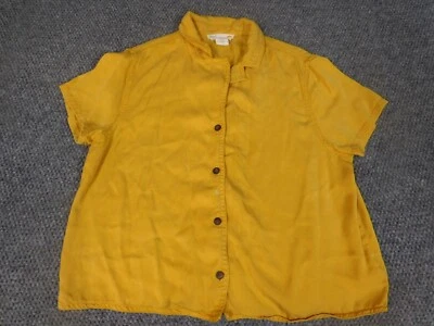 C&C California Womens Blouse Medium yellow button up top casual classic - Image 1 of 4