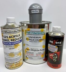 Brite Silver Gallon Kit Single Stage ACRYLIC ENAMEL Car Auto Paint Kit  