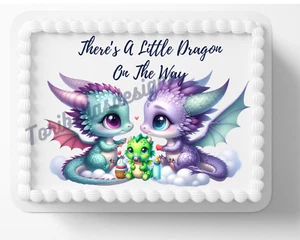 Baby Dragon Edible Image Year Of The Dragon Baby Shower Edible Cake Topper 01 - Picture 1 of 1