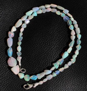 "Collar de cuentas de ópalo etíope natural de 38,80 quilates AAA ópalo Welo 16""" - Imagen 1 de 3