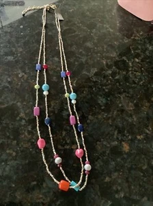 Chicos Double Strand Multicolor Beaded Long Necklace NWT - Picture 1 of 4