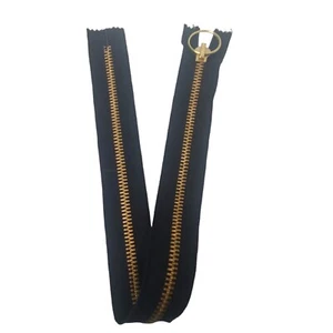 Vintage Talon Zipper Heavy Duty Black Brass Loop Pull 21.5" Close Ended Sewing - Picture 1 of 9
