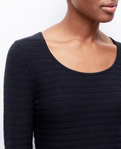 Ann Taylor - MEDIUM Blue Textured Stripe Long Sleeve Sweater $79.50 (T2) - Picture 1 of 4