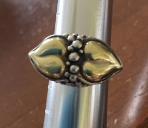 Ann King Sterling Silver 18k Yellow Gold Double Heart Leaf Bubble Ring Size 8.5 - Picture 1 of 12