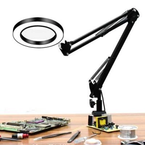 USB LED 3 Colors Dimming Table Lamp 5X Magnifying Glass Desk Lamp Magnifier Lamp - Picture 1 of 11