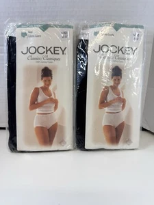 Vtg JOCKEY FOR HER 2 Pair Briefs Panties 2XL Queensize SZ 9 Black Cotton NEW - Picture 1 of 4
