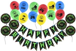 Gaming Birthday Banner + Video Game Controller Balloons + Foil Gaming Balloons - Picture 1 of 7