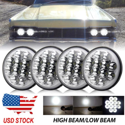 4pcs 95W 5-3/4" 5.75" LED Projector Headlight Hi/Lo Beam for Continental 1958-79 - Image 1 of 4
