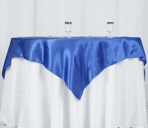 Royal Blue Square Satin Tablecloth Overlay 60”x60” - Picture 1 of 4