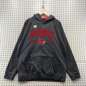Louisville University Cardinal Hoodie Sweatshirt Men 2LXL Gray Embroidered 25x28 - Picture 1 of 14