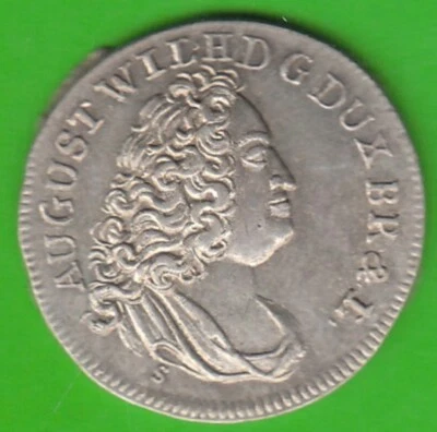 Coin Silver Braunschweig-Wolfenbüttel 3 Groschen 1731 Death Vz Rare nswleipzig - Image 1 of 3