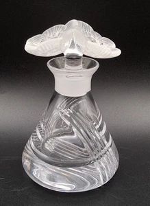 Botella de perfume de cristal vintage con tapón de flor de anémona de vidrio esmerilado - Imagen 1 de 10