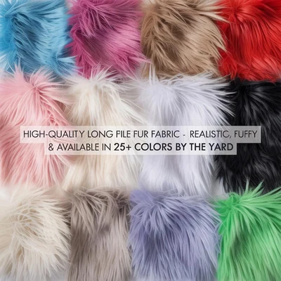 Fluffy Shaggy Faux Fur Fabric by Yard – 60" Wide Soft Long Pile for Décor - Image 1 of 4