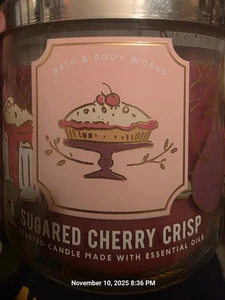 NEW! Bath & Body Works White Barn (SUGARED CHERRY CRISP) 3-Wick 14.5 Oz Candle💝 - Picture 1 of 3