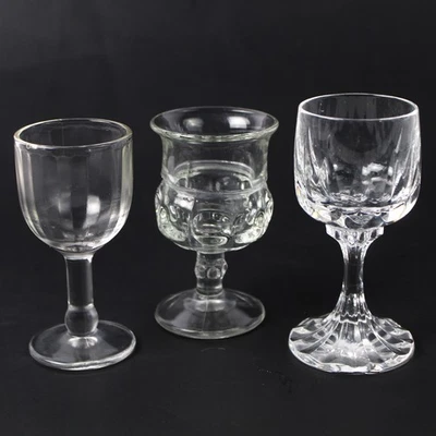 Lot of 3 Small Vintage Pressed Glass Clear Cordial Glasses - Image 1 of 4