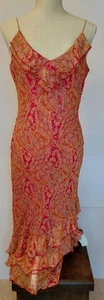 Vtg Mixit Sz10 Y2K Fairy Silk Print Dress w/Ruffles and Beads Asymmetric Hem - Picture 1 of 11