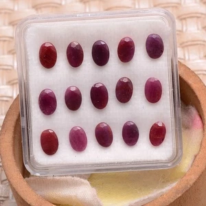 Set 15 Pcs Natural African Ruby Untreated 6mmx4mm Oval Cut Stunning Gemstone Lot - Picture 1 of 7