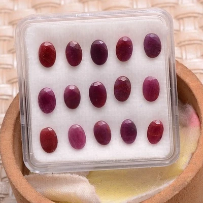 Set 15 Pcs Natural African Ruby Untreated 6mmx4mm Oval Cut Stunning Gemstone Lot - Image 1 of 4