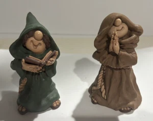 Vintage Friar Folk Figurines  by Maureen Carlson set of two Monks - Picture 1 of 9
