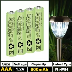 AAA Rechargeable Solar Light Batteries 1.2v 600mAh NiMH for Garden Lights UK - Picture 1 of 8