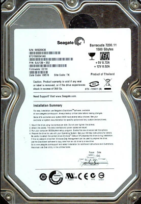 ST31500341AS, 9JU138-302,   CC1H,  TK,  9VS   SEAGATE SATA 1.5TB  - Image 1 of 3