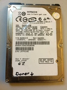 Disco duro donante Hitachi HTS543225L9SA300, 250 GB, 0A57128-DA2358B, SATA 2,5 - Imagen 1 de 2