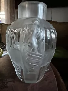 Vaso in vetro Art Déco donna nudo A. Plewa Gablonz Schlevogt ceco XXL cristallo - Foto 1 di 12