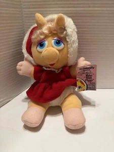Vintage 1987 Jim Henson Muppet Babies Miss PIGGY Christmas Plush Doll Stuffie - Picture 1 of 5