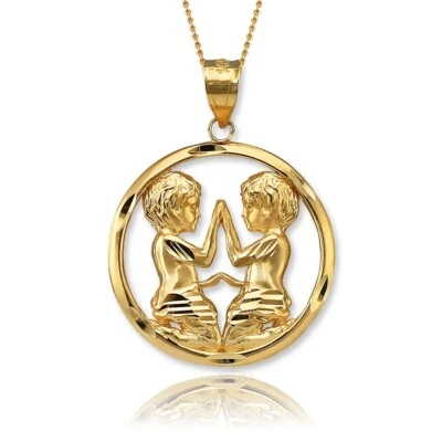 Ожерелье с подвеской Gemini Zodiac Gold Twins DC - 10 карат/14 карат желтое, белое, розовое золото - Изображение 1 из 4