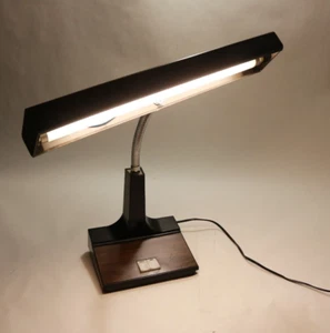 Vintage 80s Underwriters Laboratories Portable Gooseneck Faux Wood Lamp Retro - Picture 1 of 7
