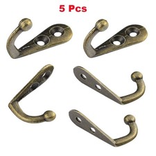 Pcs 5 Wall Brass Door Bag Antique Hook Alloy Hanger Coat Hat Hooks Robe Thick