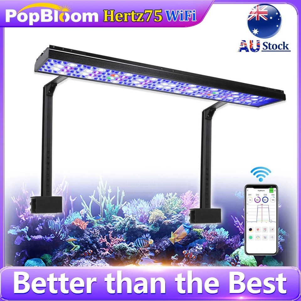 PopBloom 100W Full Spectrum Marine Led Aquarium Light for 90cm Reef Coral Tank - Image 1 of 4