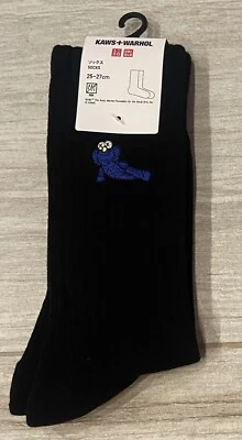 Uniqlo Japan Kaws X Warhol Black Elmo Socks 25-27cm (Adults US Size 7-9) NWT - Image 1 of 3