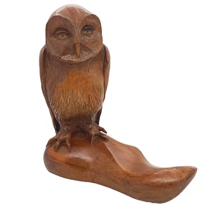 Large Vintage Wooden Owl Carving Mid Century Modern Height 12" W/ Makers Mark - Picture 1 of 20