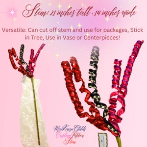 MacKenzie Childs Granny Kitsch Curling Ribbon Stem Red Hot Pink Courtly Check - Picture 1 of 4
