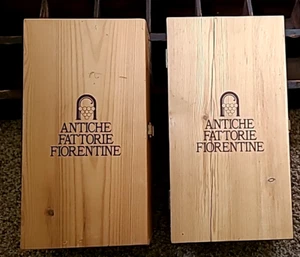 2 cajas de vino de madera con bisagras vintage antiguas Fattorie Fiorentine 13,5" X 7" X 4" L53 - Imagen 1 de 24