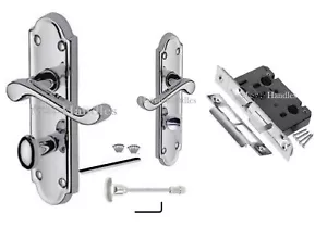 Manijas de puerta de baño con cerradura de baño Ashford Ashworth estilo desplazamiento fresco cromo D25 - Imagen 1 de 17