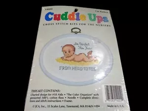 JCA Cuddle Ups I’m Perfect Baby Cross Stitch Kit With Frame Size 6″ x 4 1/2″ - Picture 1 of 6