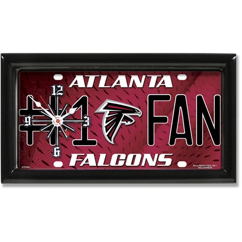 Atlanta Falcons NFL # 1 Fan Quartz License Plate Clock Cover