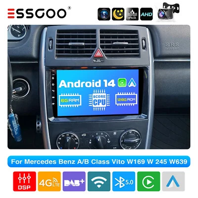 6+128G DAB+ Für Benz A/B-Klasse W169 W639 Vito W906 Autoradio Android 14 Carplay - Bild 1 von 4