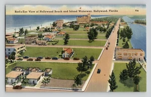 Vintage Postkarte Vogelperspektive Hollywood Beach Florida Binnenwasserstraße Leinen - Bild 1 von 2