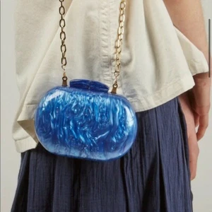 Bolso Respiro Jackie en Azul Acrílico Estuche Rígido Bolso Embrague - Imagen 1 de 5