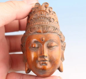 Bendición Netsuke China Boj Artesanal Estatua kwan-yin fengshui pieza de mano - Imagen 1 de 7