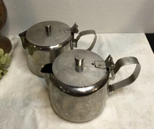 Vintage Paar (2) Edelstahl Tee/Kaffeekanne Restaurant Stil 3,5" hoch * SP9 - Bild 1 von 19