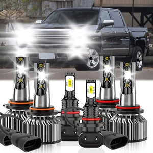 For Chevrolet Silverado 2500 2003-2004 LED Headlight Bulb + Fog Light Kit White - Foto 1 di 11
