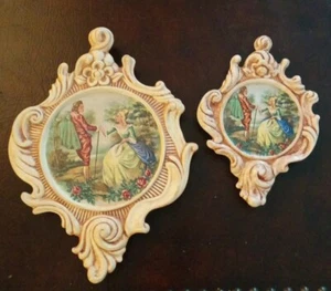 VTG Jamar Mallory Signed Studio Courting Couple Chalk Frame Set Of 2 Pictures  - Picture 1 of 8